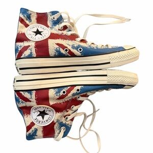 Converse High Top Sneakers Red, Blue & Cream Union Jack- Men’s 5.5, Women’s 7.5
